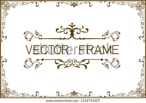 Frame border template,\
Calligraphy swirls, swashes, ornate motifs and scrolls. Vector\
illustration