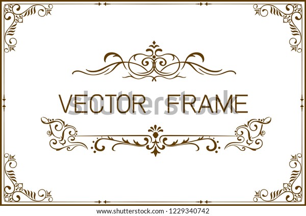 Frame border template,
Calligraphy swirls, swashes, ornate motifs and scrolls. Vector
illustration