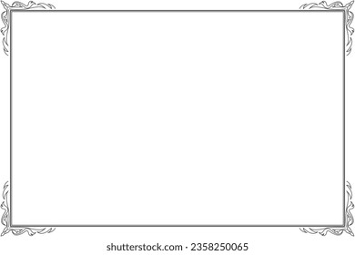 Frame of border vector. Design corner element swirl black on white background. Design print for illustration, certificate, card, greeting, background. Set 9