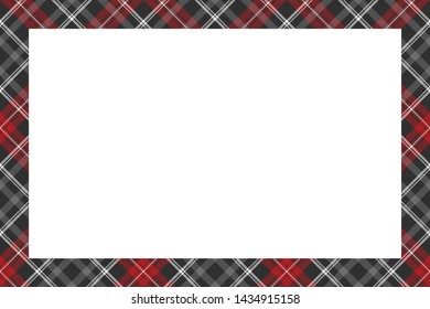 Frame border vector vintage style. Empty template for collage. Textile plaid tartan fabric texture.