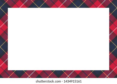 Frame border vector vintage style. Empty template for collage. Textile plaid tartan fabric texture.