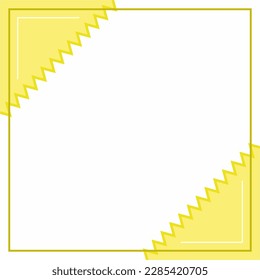 Marco o borde. Color de fondo amarillo y blanco con línea de rayas y forma de zag de zig. Adecuado para publicaciones en medios sociales.