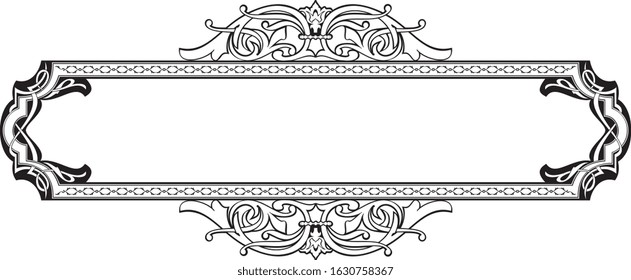 Frame and borders black and white. Thai and ornamental pattern. Vector illustration. 