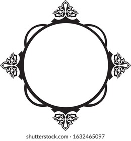 Frame and borders black and white. Thai and ornamental pattern. Vector illustration. 