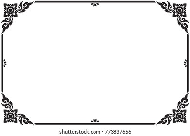 Frame and borders black and white. Thai pattern , Vector illustration