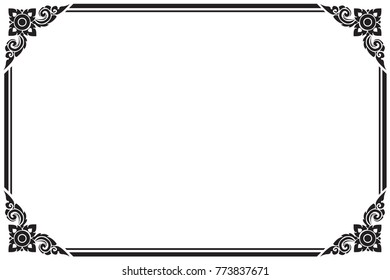 Frame and borders black and white. Thai pattern , Vector illustration