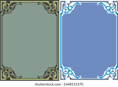 Frame and borders Colored and black white. Thai and ornamental pattern. Vector illustration. 