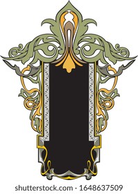 Frame and borders Colored and black white. Thai and ornamental pattern. Vector illustration. 