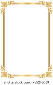 Frame and borders, Golden frame on white background. Thai pattern, Vector illustration