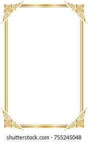 Frame and borders, Golden frame on white background. Thai pattern, Vector illustration