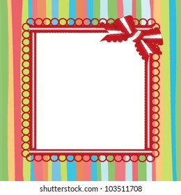 frame with a bow on a striped background