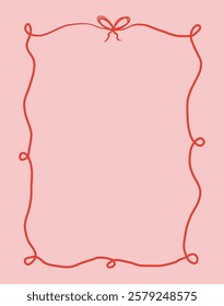 Frame with bows in cute hand drawn style, vector illustration. Coquette border, great for wedding invitation designs or greeting cards.