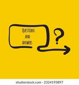 Frame box with arrow and question mark hand drawn. Vector illustration in doodle style.