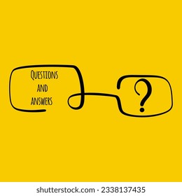 Frame box with arrow and question mark hand drawn. Vector illustration in doodle style.