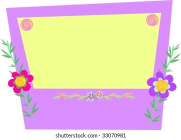 Frame of Box with Flowers, Bamboo, and Spirals Vector