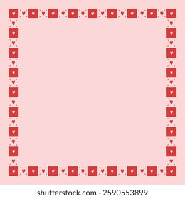 Frame  in box with heart vector print. Romantic background
