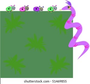 Frame Box with Ladybugs and Snake Vector
