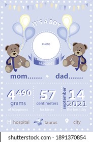 Frame for boy, newborn boy, birthday card 