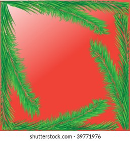frame branch fir-tree red ball vector illustration