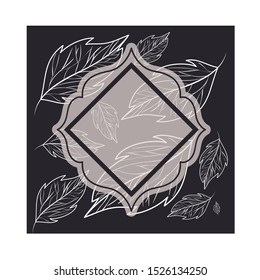 frame with branch and leaf isolated icon vector illustration design