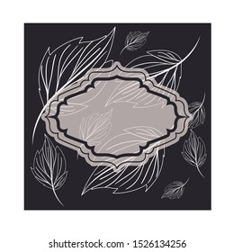 frame with branch and leaf isolated icon vector illustration design