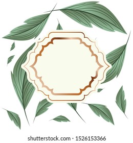 frame with branch and leaf isolated icon vector illustration design