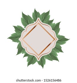 frame with branch and leaf isolated icon vector illustration design