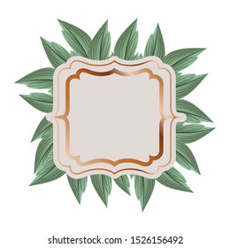 frame with branch and leaf isolated icon vector illustration design