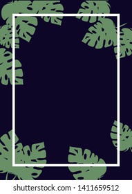 frame with branch and leaf of summer