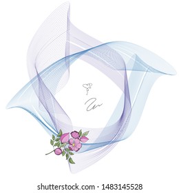 Frame with branch of rose hips. Vector illustration.