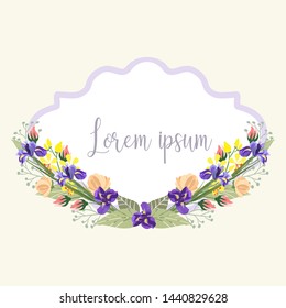 Frame with branches of iris blossoms