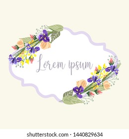 Frame with branches of iris blossoms