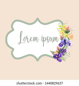 Frame with branches of iris blossoms