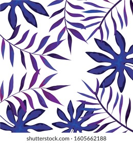 frame with branches and leafs purple colors vector illustration design
