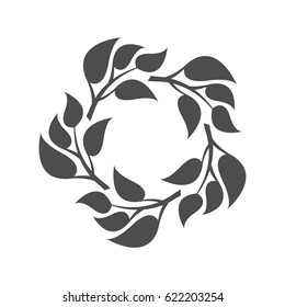 Frame from branches with leaves. Abstract deciduous frame. 
