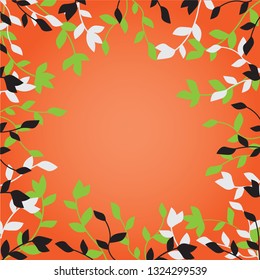 
Frame with branches and leaves on the background.