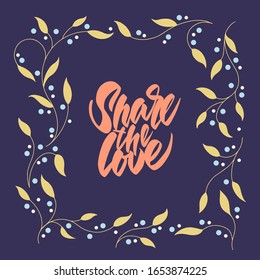 Frame of branches. With space for text. Square format. Greeting card template. Vector illustration.