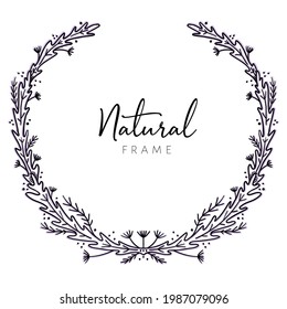 Frame of branches for text decoration in doodle style. Minimalistic, natural elements. Black outline on a white background.