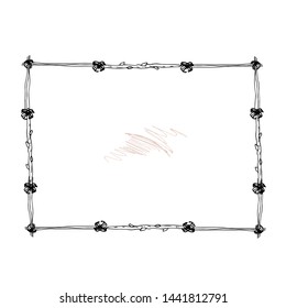 A frame of branches, twigs for pictures, text. Vector illustration.