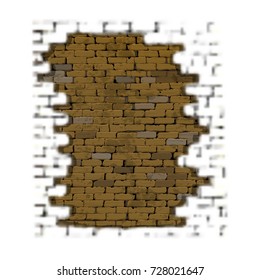 Frame of a brick background with a blurred foreground and an old brick wall.
