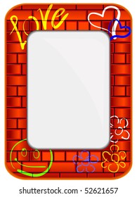 Frame a bricklaying with inscriptions in a vector