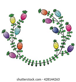Frame with bright abstract multicolor flower. Isolated on the white background. Can be used to design for T-shirt, greeting card, poster, wedding or party  invitation. 