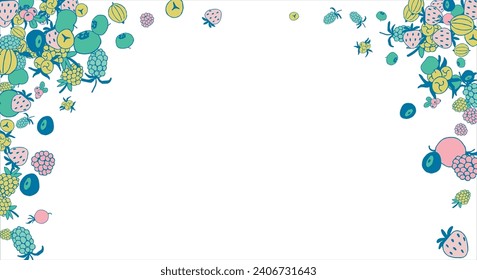 Frame of bright juicy berries. Frame with natural products. Empty space for text. Also can be used as banner, flyer, texture, poster. Hand drawing. Vector background. Illustration