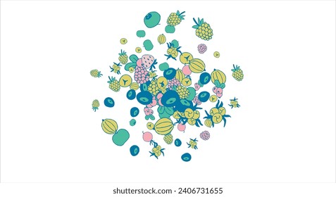 Frame of bright juicy berries. Frame with natural products. Empty space for text. Also can be used as banner, flyer, texture, poster. Hand drawing. Vector background. Illustration