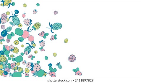 Frame of bright juicy berries. Frame with natural products. Empty space for text. Also can be used as banner, flyer, texture, poster. Hand drawing. Vector background. Illustration