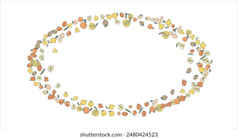 Frame of bright juicy berries. Frame with natural products. Empty space for text. Also can be used as banner, flyer, texture, poster. Hand drawing. Vector background. Illustration