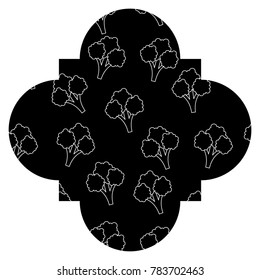 frame with broccoli pattern background