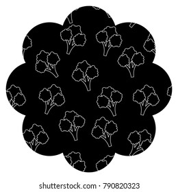 frame with broccoli pattern background