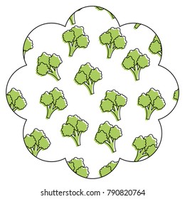 frame with broccoli pattern background
