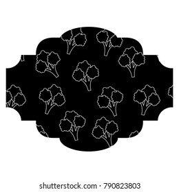 frame with broccoli pattern background